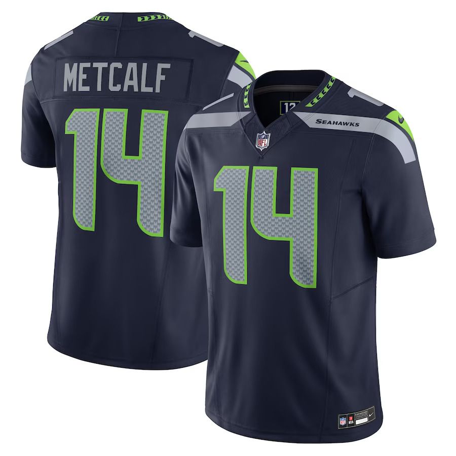 Men Seattle Seahawks 14 DK Metcalf Nike College Navy Vapor F.U.S.E. Limited NFL Jersey